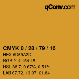 Farbcode: CMYK 0 / 28 / 79 / 16 | qconv.com