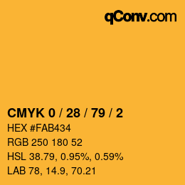 颜色代码: CMYK 0 / 28 / 79 / 2 | qconv.com