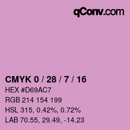 カラーコード: CMYK 0 / 28 / 7 / 16 | qconv.com