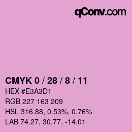 カラーコード: CMYK 0 / 28 / 8 / 11 | qconv.com