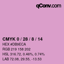 カラーコード: CMYK 0 / 28 / 8 / 14 | qconv.com