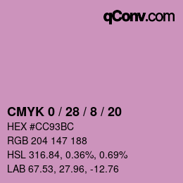 颜色代码: CMYK 0 / 28 / 8 / 20 | qconv.com