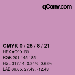 カラーコード: CMYK 0 / 28 / 8 / 21 | qconv.com