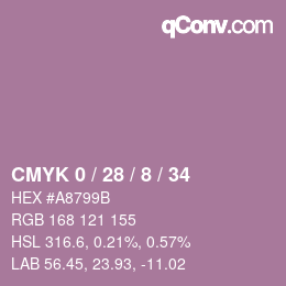 カラーコード: CMYK 0 / 28 / 8 / 34 | qconv.com