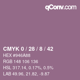 カラーコード: CMYK 0 / 28 / 8 / 42 | qconv.com