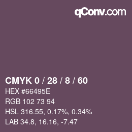 カラーコード: CMYK 0 / 28 / 8 / 60 | qconv.com