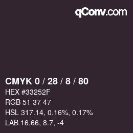 カラーコード: CMYK 0 / 28 / 8 / 80 | qconv.com