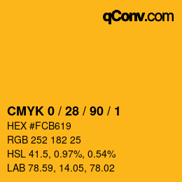 Farbcode: CMYK 0 / 28 / 90 / 1 | qconv.com