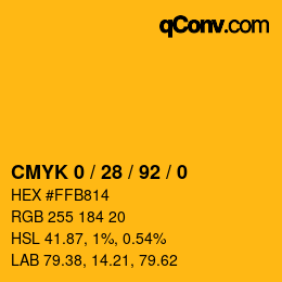 カラーコード: CMYK 0 / 28 / 92 / 0 | qconv.com