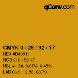 颜色代码: CMYK 0 / 28 / 92 / 17 | qconv.com
