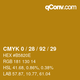 カラーコード: CMYK 0 / 28 / 92 / 29 | qconv.com