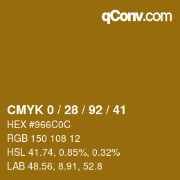カラーコード: CMYK 0 / 28 / 92 / 41 | qconv.com