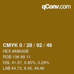 カラーコード: CMYK 0 / 28 / 92 / 46 | qconv.com