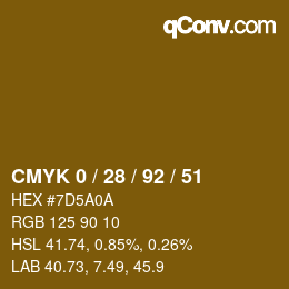 Color code: CMYK 0 / 28 / 92 / 51 | qconv.com