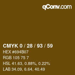 Color code: CMYK 0 / 28 / 93 / 59 | qconv.com