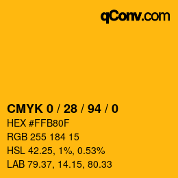 カラーコード: CMYK 0 / 28 / 94 / 0 | qconv.com