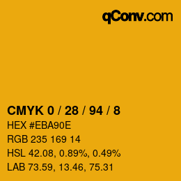 颜色代码: CMYK 0 / 28 / 94 / 8 | qconv.com