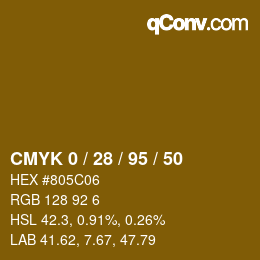 颜色代码: CMYK 0 / 28 / 95 / 50 | qconv.com