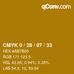 Color code: CMYK 0 / 28 / 97 / 33 | qconv.com