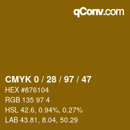 Farbcode: CMYK 0 / 28 / 97 / 47 | qconv.com