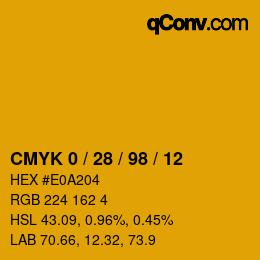 Color code: CMYK 0 / 28 / 98 / 12 | qconv.com