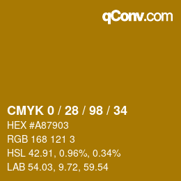 Color code: CMYK 0 / 28 / 98 / 34 | qconv.com