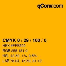 カラーコード: CMYK 0 / 29 / 100 / 0 | qconv.com