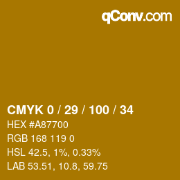 Color code: CMYK 0 / 29 / 100 / 34 | qconv.com