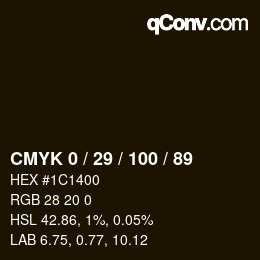 カラーコード: CMYK 0 / 29 / 100 / 89 | qconv.com