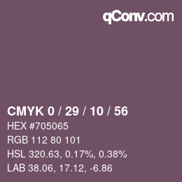 カラーコード: CMYK 0 / 29 / 10 / 56 | qconv.com