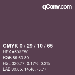 カラーコード: CMYK 0 / 29 / 10 / 65 | qconv.com