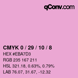 カラーコード: CMYK 0 / 29 / 10 / 8 | qconv.com