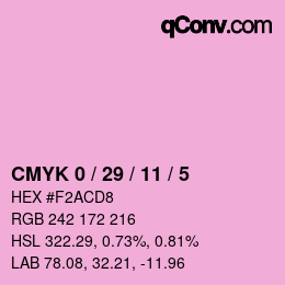 颜色代码: CMYK 0 / 29 / 11 / 5 | qconv.com