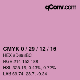 カラーコード: CMYK 0 / 29 / 12 / 16 | qconv.com