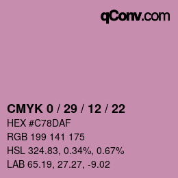 カラーコード: CMYK 0 / 29 / 12 / 22 | qconv.com