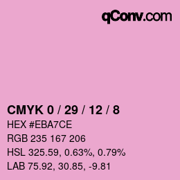カラーコード: CMYK 0 / 29 / 12 / 8 | qconv.com