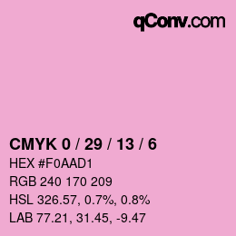カラーコード: CMYK 0 / 29 / 13 / 6 | qconv.com