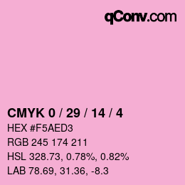 カラーコード: CMYK 0 / 29 / 14 / 4 | qconv.com