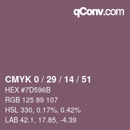 カラーコード: CMYK 0 / 29 / 14 / 51 | qconv.com
