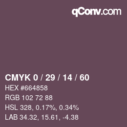 カラーコード: CMYK 0 / 29 / 14 / 60 | qconv.com