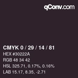 カラーコード: CMYK 0 / 29 / 14 / 81 | qconv.com