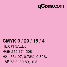 カラーコード: CMYK 0 / 29 / 15 / 4 | qconv.com