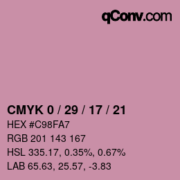 Color code: CMYK 0 / 29 / 17 / 21 | qconv.com
