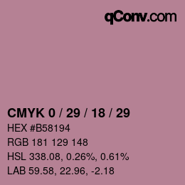 カラーコード: CMYK 0 / 29 / 18 / 29 | qconv.com