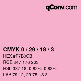 Color code: CMYK 0 / 29 / 18 / 3 | qconv.com