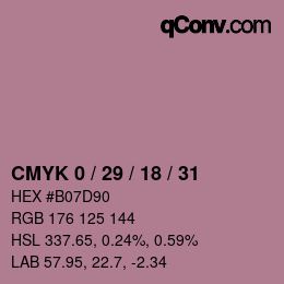 Código de color: CMYK 0 / 29 / 18 / 31 | qconv.com