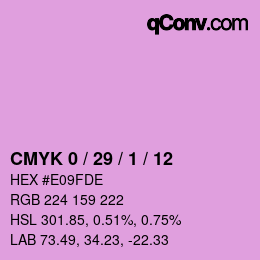 カラーコード: CMYK 0 / 29 / 1 / 12 | qconv.com