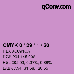 カラーコード: CMYK 0 / 29 / 1 / 20 | qconv.com
