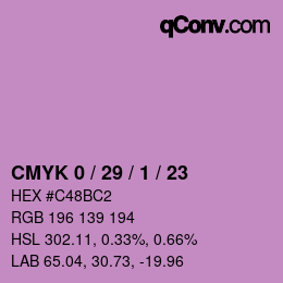 カラーコード: CMYK 0 / 29 / 1 / 23 | qconv.com