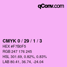 カラーコード: CMYK 0 / 29 / 1 / 3 | qconv.com